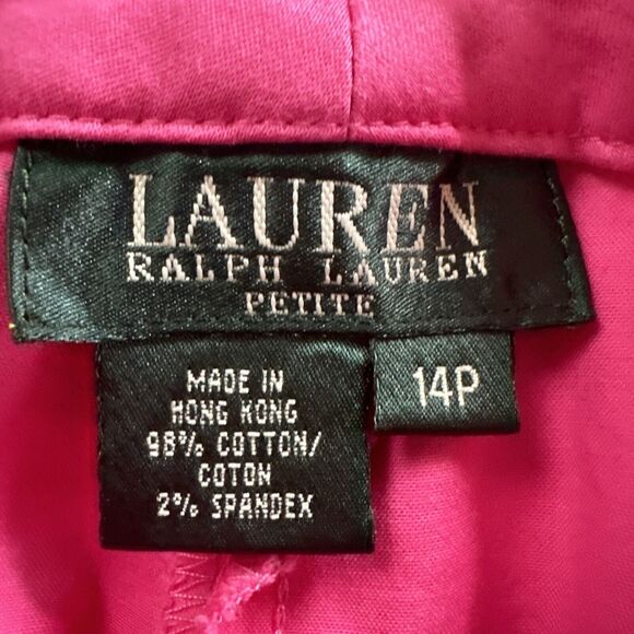 Vintage Lauren Ralph Lauren Pink Pants Women's 14 Petite Chino - Picture 10 of 11